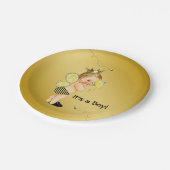 Boys Bee Baby Dusche Pappteller (Schrägansicht)