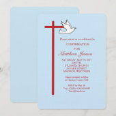 Boys Bestätigung Spirit Cross auf blaue Einladung (Vorne/Hinten)