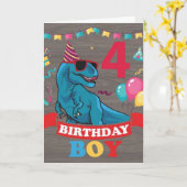 Boys Birthday Card - Dinosaur Celebration Karte (Gelbe Blume)