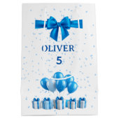 Boys Birthday Gift Bag - Present & Confetti Theme Mittlere Geschenktüte (Rückseite)