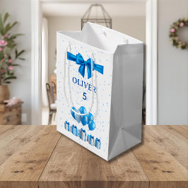 Boys Birthday Gift Bag - Present & Confetti Theme Mittlere Geschenktüte
