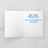 Boys Birthday Niedlich Blue Robot Colorful Confett Karte (Innenseite)