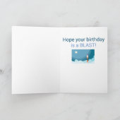 Boys Birthday Niedlich Cartoon Robot Rocket Karte (Innenseite)