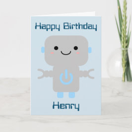 Boys Birthday Niedlich Cartoon Robot Rocket Karte