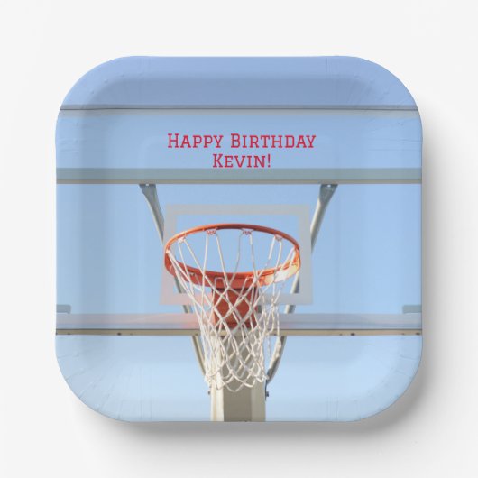 Boys Birthday Party Basketball Pappteller (Vorderseite)