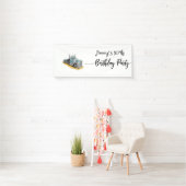 Boys Birthday Party Blue Semi Truck Banner (Insitu)