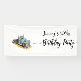 Boys Birthday Party Blue Semi Truck Banner