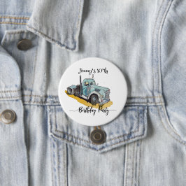 Boys Birthday Party Blue Semi Truck Button