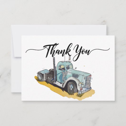 Boys Birthday Party Blue Semi Truck Dankeskarte (Vorderseite)