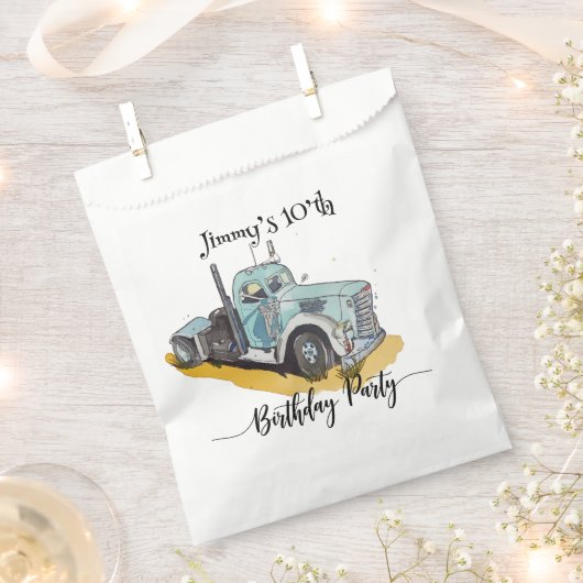 Boys Birthday Party Blue Semi Truck Geschenktütchen (Ausgeschnitten)