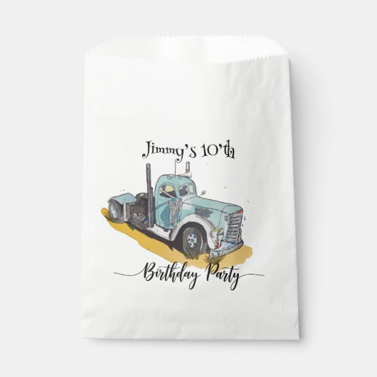 Boys Birthday Party Blue Semi Truck Geschenktütchen (Vorderseite)
