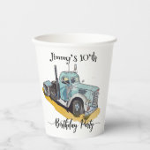 Boys Birthday Party Blue Semi Truck Pappbecher (Vorderseite)