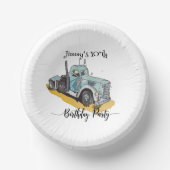 Boys Birthday Party Blue Semi Truck Pappteller (Vorderseite)