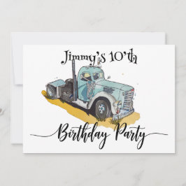 Boys Birthday Party Blue Semi Truck Save The Date