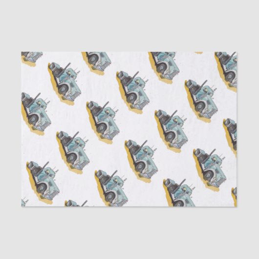 Boys Birthday Party Blue Semi Truck Seidenpapier (Vorderseite)