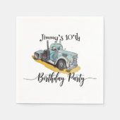 Boys Birthday Party Blue Semi Truck Serviette (Vorderseite)