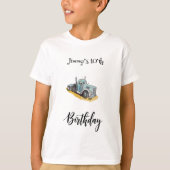 Boys Birthday Party Blue Semi Truck T-Shirt (Vorderseite)
