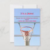 Boys Birthday Party Blue Sky Basketball Hoop Dankeskarte (Vorderseite)