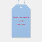 Boys Birthday Party Blue Sky Basketball Hoop Geschenkanhänger (Rückseite)