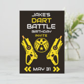 Boys Birthday Party Einladung Dart Wars (Stehend Vorderseite)