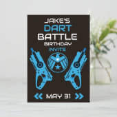Boys Birthday Party Einladung Dart Wars (Stehend Vorderseite)