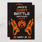 Boys Birthday Party Einladung Dart Wars (Vorne/Hinten)