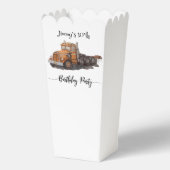 Boys Birthday Party Orange Semi Truck Geschenkschachtel (Rückseite)