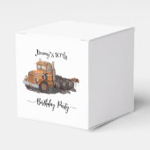 Boys Birthday Party Orange Semi Truck Geschenkschachtel (Vorderseite)