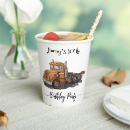 Boys Birthday Party Orange Semi Truck Pappbecher