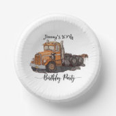 Boys Birthday Party Orange Semi Truck Pappteller (Vorderseite)