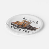 Boys Birthday Party Orange Semi Truck Pappteller (Schrägansicht)