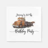 Boys Birthday Party Orange Semi Truck Serviette (Vorderseite)