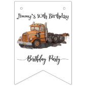 Boys Birthday Party Orange Semi Truck Wimpelkette (Erste Fahne)