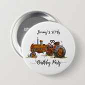 Boys birthday party with antique tractor design button (Vorne & Hinten)