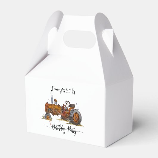 Boys birthday party with antique tractor design geschenkschachtel (Rückseite)