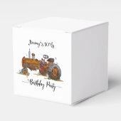 Boys birthday party with antique tractor design geschenkschachtel (Vorderseite)