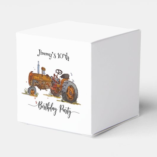 Boys birthday party with antique tractor design geschenkschachtel (Rückseite)