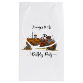 Boys birthday party with antique tractor design kleine geschenktüte (Rückseite)