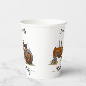 Boys birthday party with antique tractor design pappbecher (Rechts)