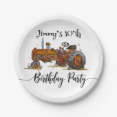 Boys birthday party with antique tractor design pappteller (Vorderseite)