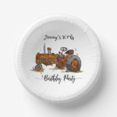 Boys birthday party with antique tractor design pappteller (Vorderseite)