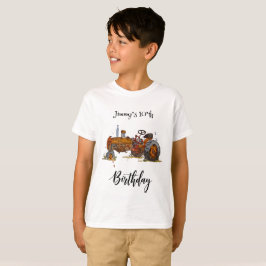 Boys birthday party with antique tractor design T-Shirt