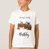 Boys birthday party with antique tractor design T-Shirt (Vorderseite)