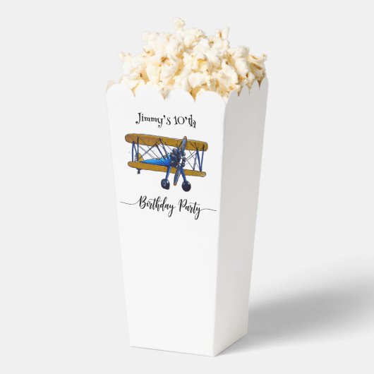 Boys birthday party with blue and yellow biplane geschenkschachtel (Geplatzt)