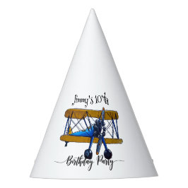 Boys birthday party with blue and yellow biplane partyhütchen