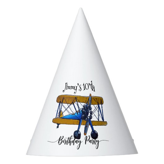 Boys birthday party with blue and yellow biplane partyhütchen (Vorderseite)