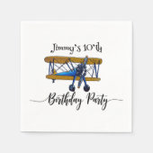 Boys birthday party with blue and yellow biplane serviette (Vorderseite)