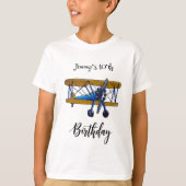 Boys birthday party with blue and yellow biplane T-Shirt (Vorderseite)