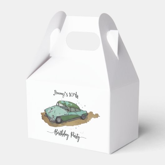 Boys birthday party with two toned sedan geschenkschachtel (Rückseite)