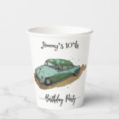 Boys birthday party with two toned sedan pappbecher (Rückseite)